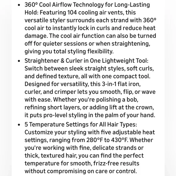 NEW Wavytalk Pencil Flat Iron, Cool Curl Pencil, Airflow Styler and Straightener - Picture 11 of 12